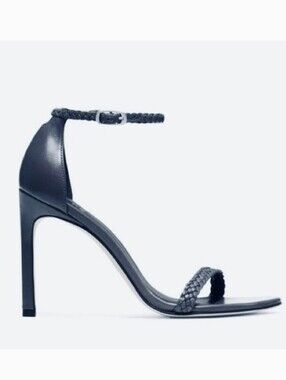 Stuart Weitzman Barebraid Nudistsong Stiletto 9 Jet Blue Quasar Patent strappy